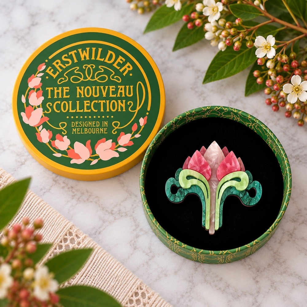 NWT Erstwilder Brooch Natures Bloom 2020 Art Nouveau Resin Pin Floral Jewelry
